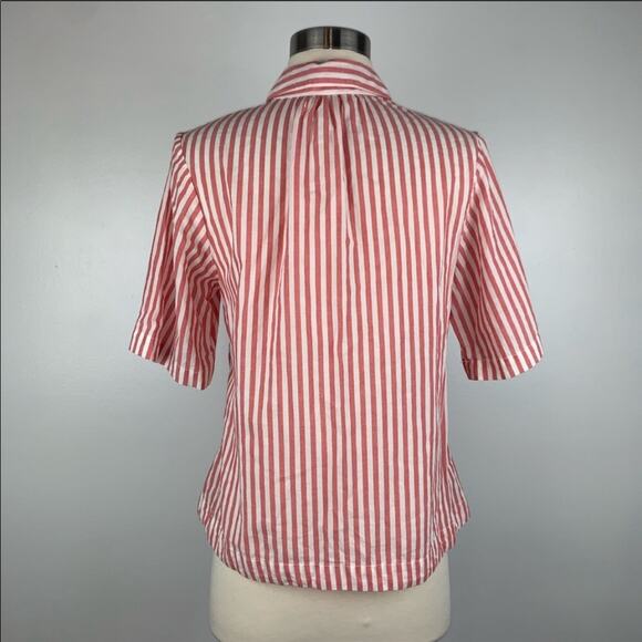 ANTHROPOLOGIE Isabella Sinclair Wellesley Pink White Striped Button Down Blouse - Picture 4 of 8